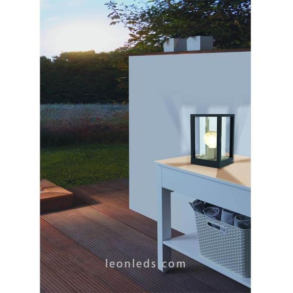 Sobremuro baliza pequeña de vidrio y aluminio color negro serie Cascinetta Eglo Iluminación | LeónLeds Iluminación