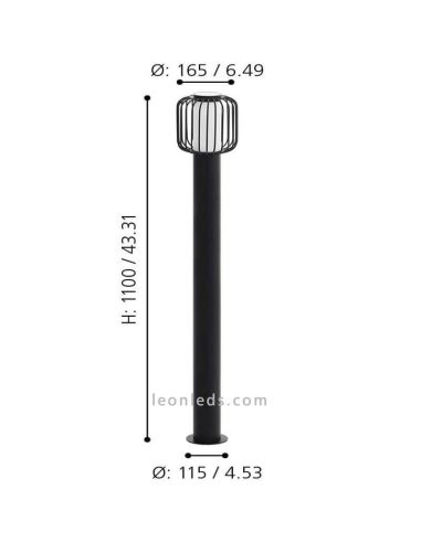 Farol exterior em aço galvanizado preto dimensões série Ravello marca Eglo Iluminación | Leon Iluminação LED