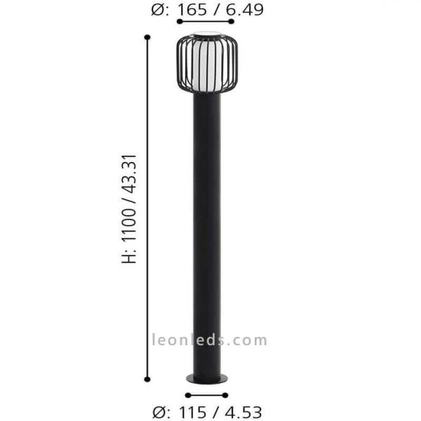 Farol exterior em aço galvanizado preto dimensões série Ravello marca Eglo Iluminación | Leon Iluminação LED