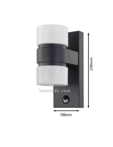 Aplique LED exterior sensor de movimiento serie Atollari dimensiones marca Eglo Iluminación | LeonLeds Iluminación