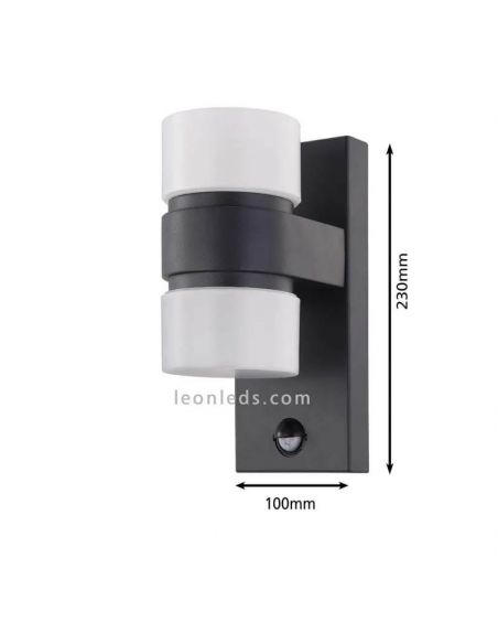 Aplique LED exterior sensor de movimiento serie Atollari dimensiones marca Eglo Iluminación | LeonLeds Iluminación