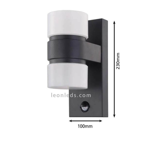 Aplique LED exterior sensor de movimiento serie Atollari dimensiones marca Eglo Iluminación | LeonLeds Iluminación