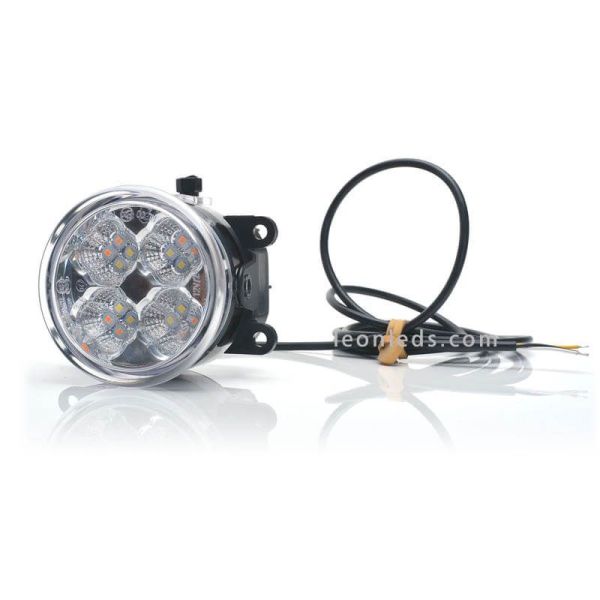 Faro LED redondo con luz diurna e intermitente RL 1 W213 Was | LeonLeds