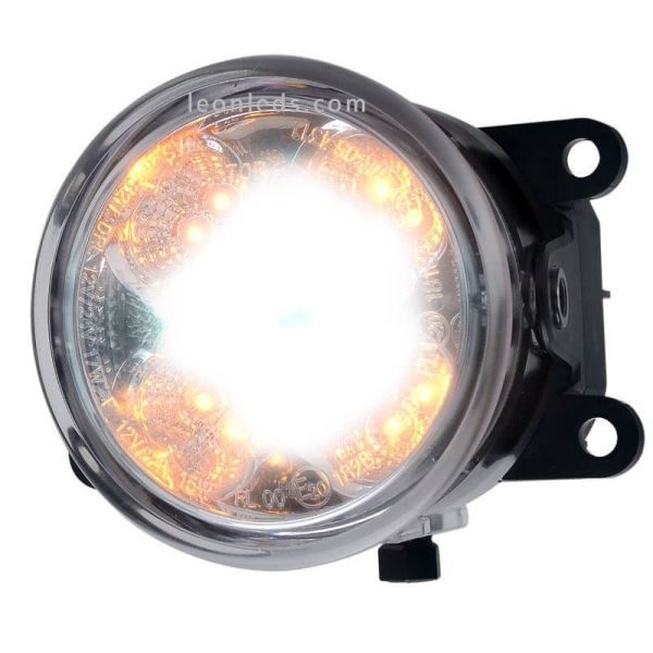 Faro LED redondo con luz diurna e intermitente RL 1 W213 Was | LeonLeds