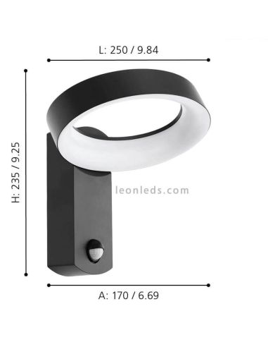 Dimensões Pernate Exterior LED de parede com sensor de luz integrado Eglo Lighting | Leon Iluminação LED