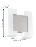 Aplique LED pared exterior níquel mate serie Sitia dimensiones marca Eglo Iluminación | LeónLeds Iluminación