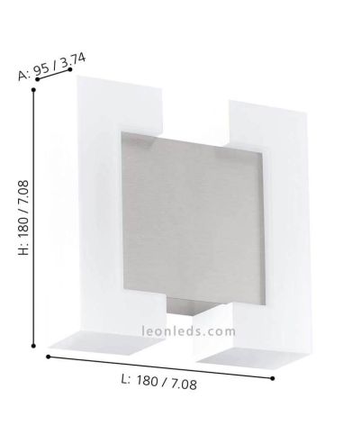 Aplique LED pared exterior níquel mate serie Sitia dimensiones marca Eglo Iluminación | LeónLeds Iluminación