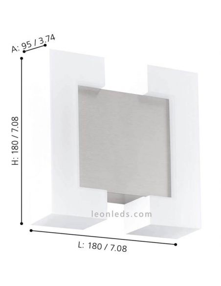 Arandela LED para parede externa níquel mate Dimensões da série Sitia marca Eglo Iluminación | Leon Iluminação LED