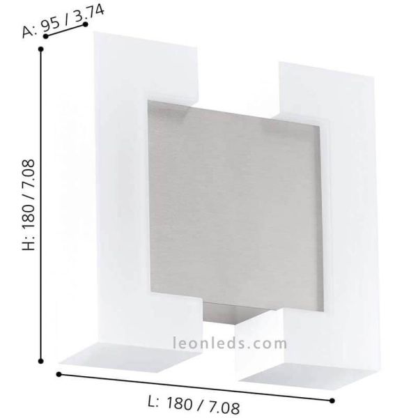 Arandela LED para parede externa níquel mate Dimensões da série Sitia marca Eglo Iluminación | Leon Iluminação LED