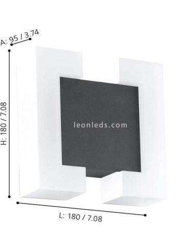 Applique murale technologie LED pour espaces extérieurs anthracite Sitia dimensions Eglo Iluminación | Éclairage LeonLeds