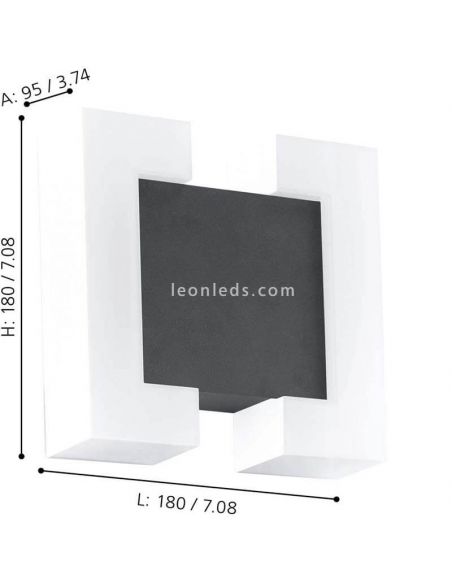 Aplique tecnología LED de pared para zonas de exterior antracita Sitia dimensiones Eglo Iluminación | LeónLeds Iluminación