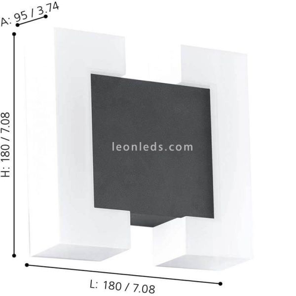 Applique murale technologie LED pour espaces extérieurs anthracite Sitia dimensions Eglo Iluminación | Éclairage LeonLeds
