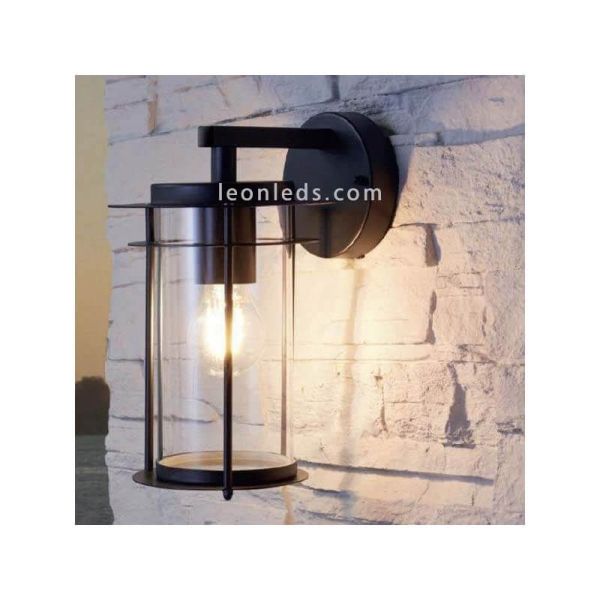 Aplique negro exterior de acero 1 bombilla tipo E27 serie Valdeo Eglo Iluminación | LeónLeds Iluminación