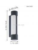 Dimensiones aplique LED Tonego exterior antracita cilíndrico Eglo Iluminación | LeónLeds Iluminación