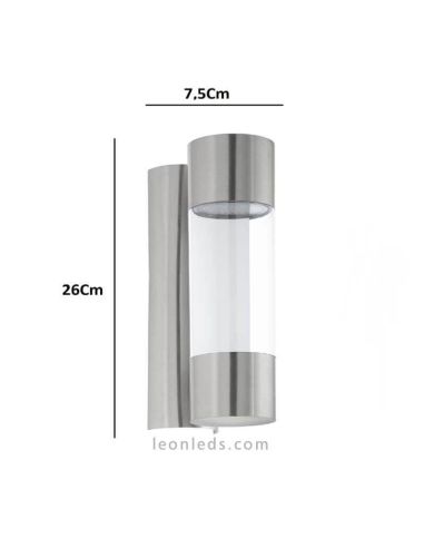 Applique murale d'extérieur à LED en acier inoxydable Robledo dimensions Eglo Iluminación | Éclairage LeonLeds