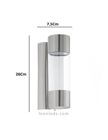 Applique murale d'extérieur à LED en acier inoxydable Robledo dimensions Eglo Iluminación | Éclairage LeonLeds
