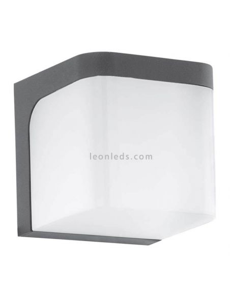 Arandela LED quadrada antracite para exterior Jorba | LeónIluminação Leds | luminária de parede cinza