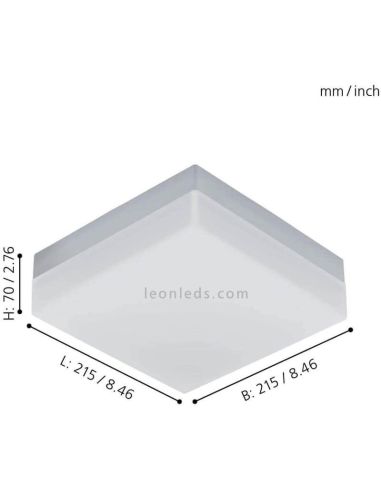 Dimensiones aplique/plafón LED exterior  Sonella  negro ambiente Eglo Iluminación | LeónLeds Iluminación