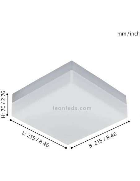 Dimensiones aplique/plafón LED exterior  Sonella  negro ambiente Eglo Iluminación | LeónLeds Iluminación