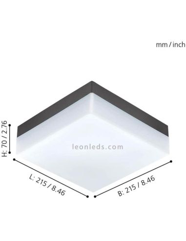 Dimensiones aplique/plafón LED exterior  Sonella  negro ambiente Eglo Iluminación | LeónLeds Iluminación