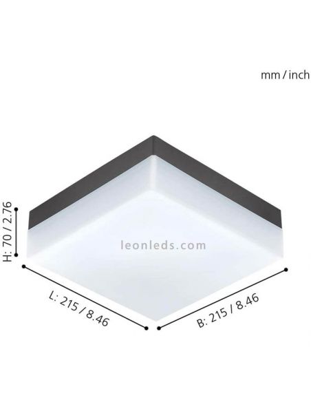 Dimensões candeeiro de parede/tecto exterior LED Sonella ambiente preto Eglo Lighting | Leon Iluminação LED