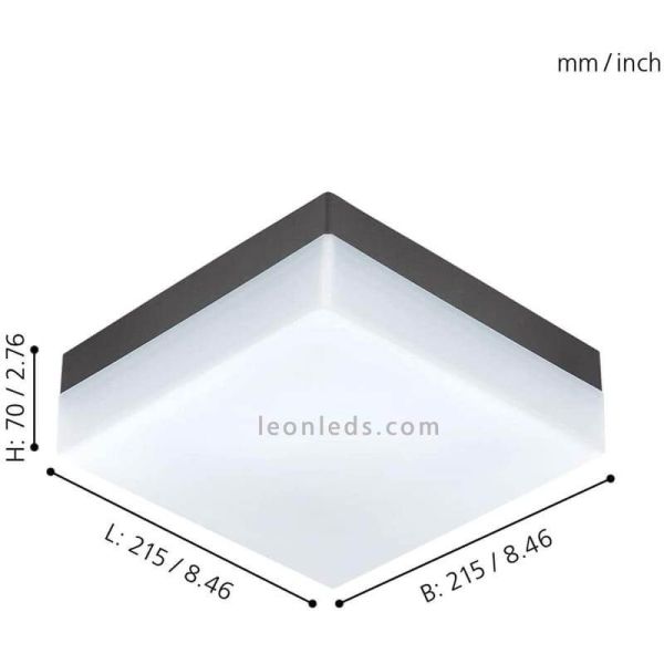 Dimensões candeeiro de parede/tecto exterior LED Sonella ambiente preto Eglo Lighting | Leon Iluminação LED