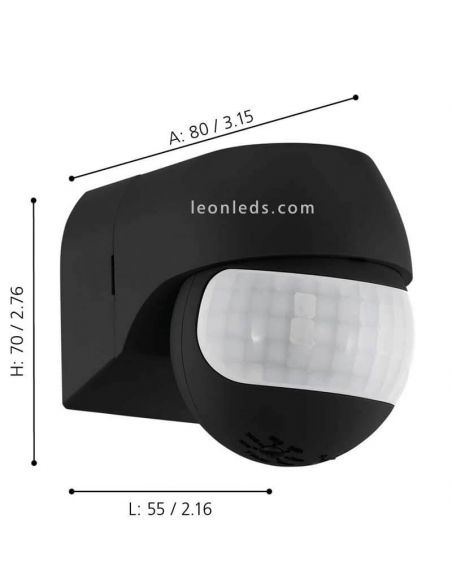 Detector de movimiento exterior color negro serie Detect Me dimensiones marca Eglo Iluminación | LeonLeds Iluminación