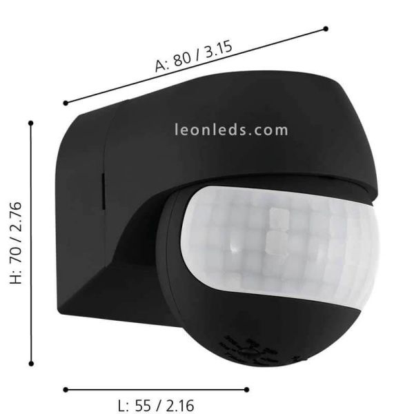 Detector de movimento ao ar livre cor preta Detect Me série dimensões marca Eglo Lighting | Leon Iluminação LED