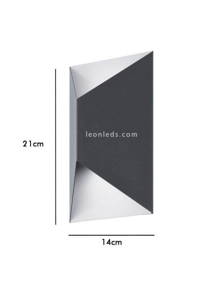 Dimensions applique murale géométrique d'extérieur à LED Predazzo anthracite Eglo Iluminación | Éclairage LeonLeds