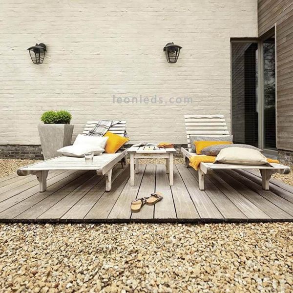 Aplique E27 exterior negro MyGarden Creek decorativo Philips | LeónLeds Iluminación