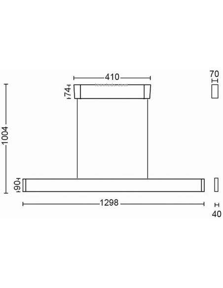 Dimensiones Lámpara de techo LED Ensis Hue 2X39W 4090331P9 Philips Hue | LeonLeds