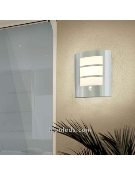Candeeiro de parede E27 City outdoor sem sensor ambiente inox Eglo Iluminación | Leon Iluminação LED