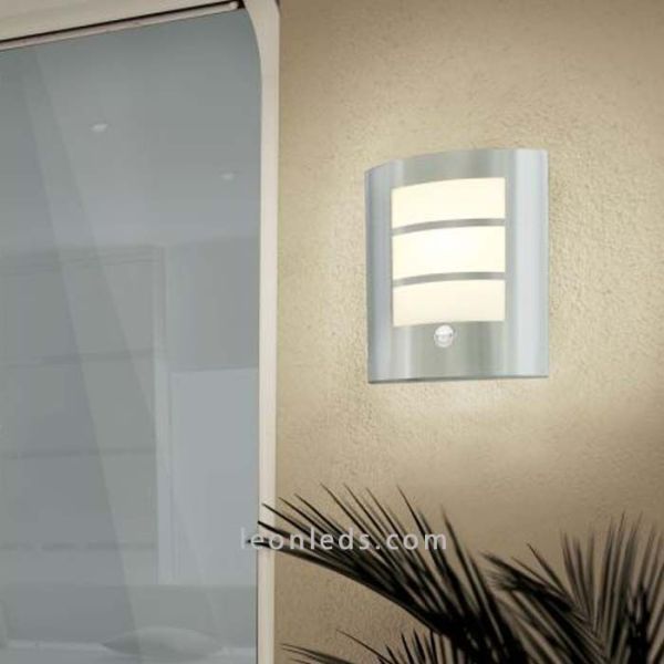 Aplique E27 City exterior sin sensor acero inoxidable ambiente  Eglo Iluminación | LeónLeds Iluminación