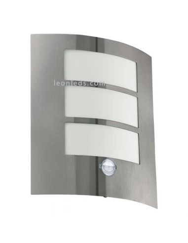 Luminária de parede para exterior E27 City com sensor de movimento em aço inox Eglo Iluminación | Leon Iluminação LED