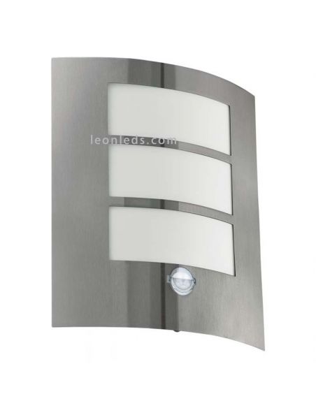 Luminária de parede para exterior E27 City com sensor de movimento em aço inox Eglo Iluminación | Leon Iluminação LED