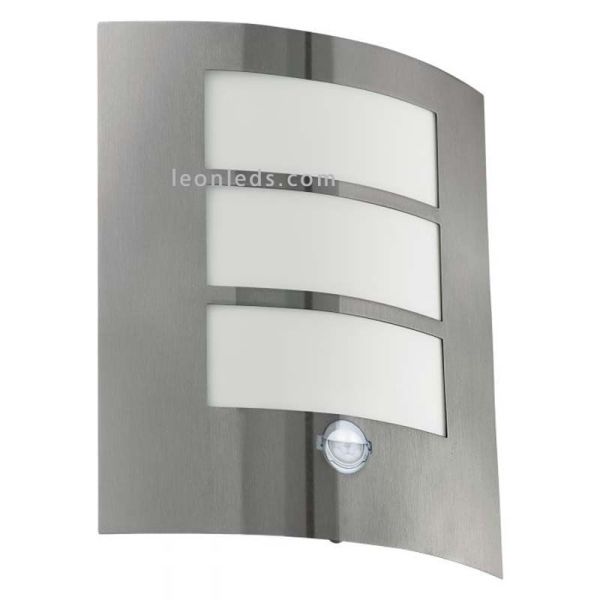 Aplique E27 City exterior con sensor de movimiento acero inoxidable  Eglo Iluminación | LeónLeds Iluminación