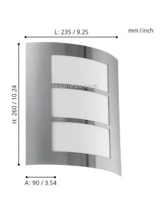 Aplique E27 City exterior sin sensor acero inoxidable  Eglo Iluminación | LeónLeds Iluminación 2