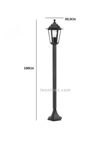 Poste de iluminação exterior de alumínio 1xE27 série Laterna dimensões marca Eglo Iluminación | Leon Iluminação LED