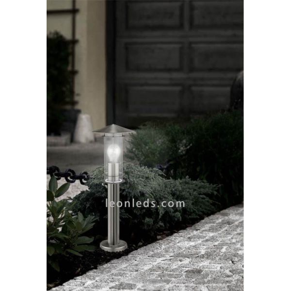 Baliza para exterior E27 acero inoxidable Lisio foto de ambiente Eglo Iluminación | LeónLeds Iluminación