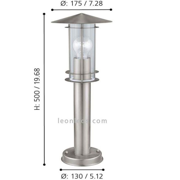 Balise d'extérieur E27 acier inoxydable série Lisio dimensions marque Eglo Iluminación | Éclairage LeonLeds