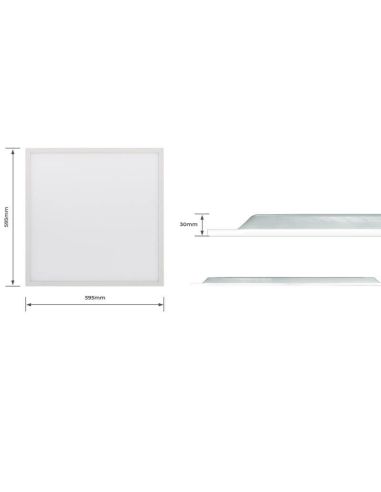 Dimensions Panneau LED 60X60 39W IP20 3500Lm UGR19 EBP66L35N-E1 EBP66L35C-E1 Luceco | leonleds