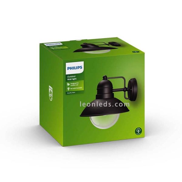 Luz de parede externa de alumínio preto E27 foto Hoverfly do pacote Philips | Leon Iluminação LED