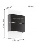 Dimensiones aplique LED de pared Kibea antracita Eglo iluminación| LeónLeds Iluminación |