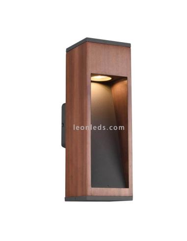 Aplique de madera para pared exterior Canning 1xGU10 | LeónLeds Iluminación | lámpara de pared marrón