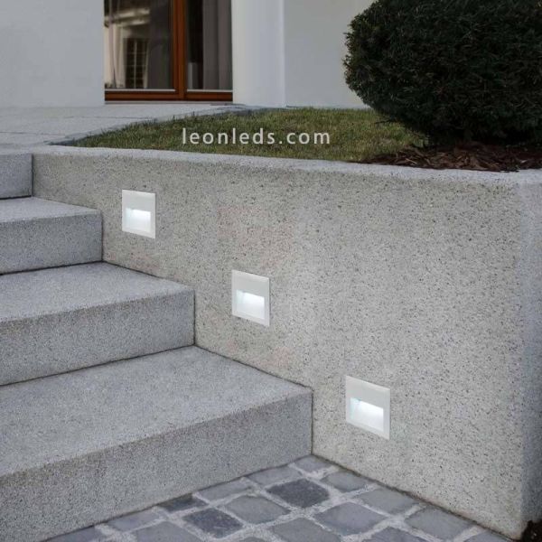 Baliza LED empotrada Zimba cuadrada plata IP65 exterior  | LeonLeds Iluminación