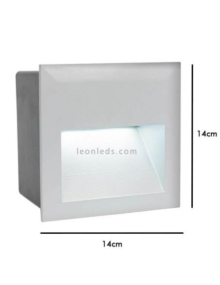 Dimensions balise LED carrée encastrable Zimba argent IP65 | Éclairage LeonLeds