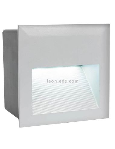 Zimba farol LED encastrado quadrado prateado IP65 | Leon Iluminação LED