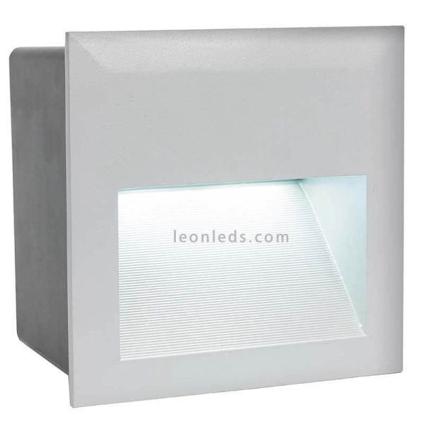 Zimba farol LED encastrado quadrado prateado IP65 | Leon Iluminação LED