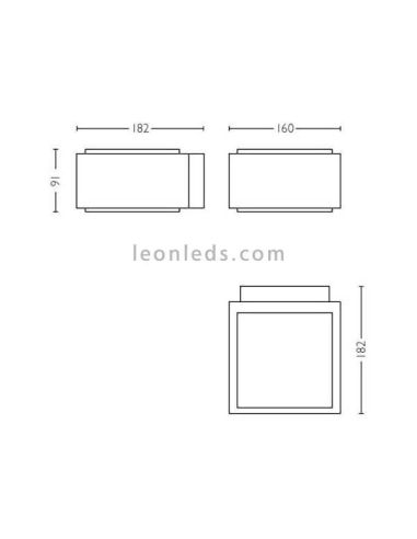 Aplique de pared cuadrado para exterior E27 antracita serie Hedgehog dimensiones marca Philips | LeónLeds Iluminación