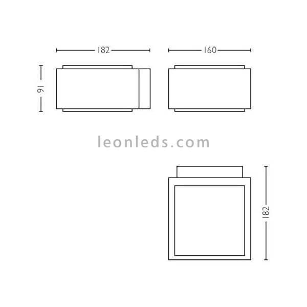 Aplique de pared cuadrado para exterior E27 antracita serie Hedgehog dimensiones marca Philips | LeónLeds Iluminación